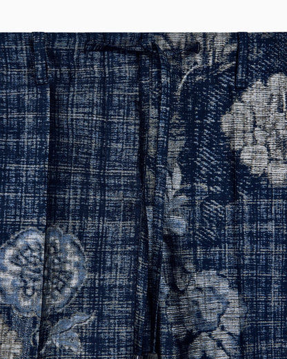 Straight leg trousers in floral jacquard with a drawstring