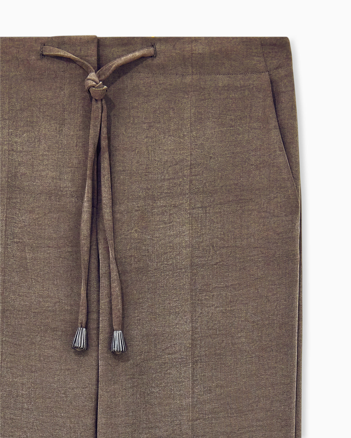 Straight trousers in washed silk and virgin wool