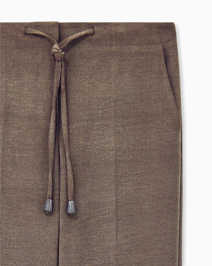 Straight trousers in washed silk and virgin wool