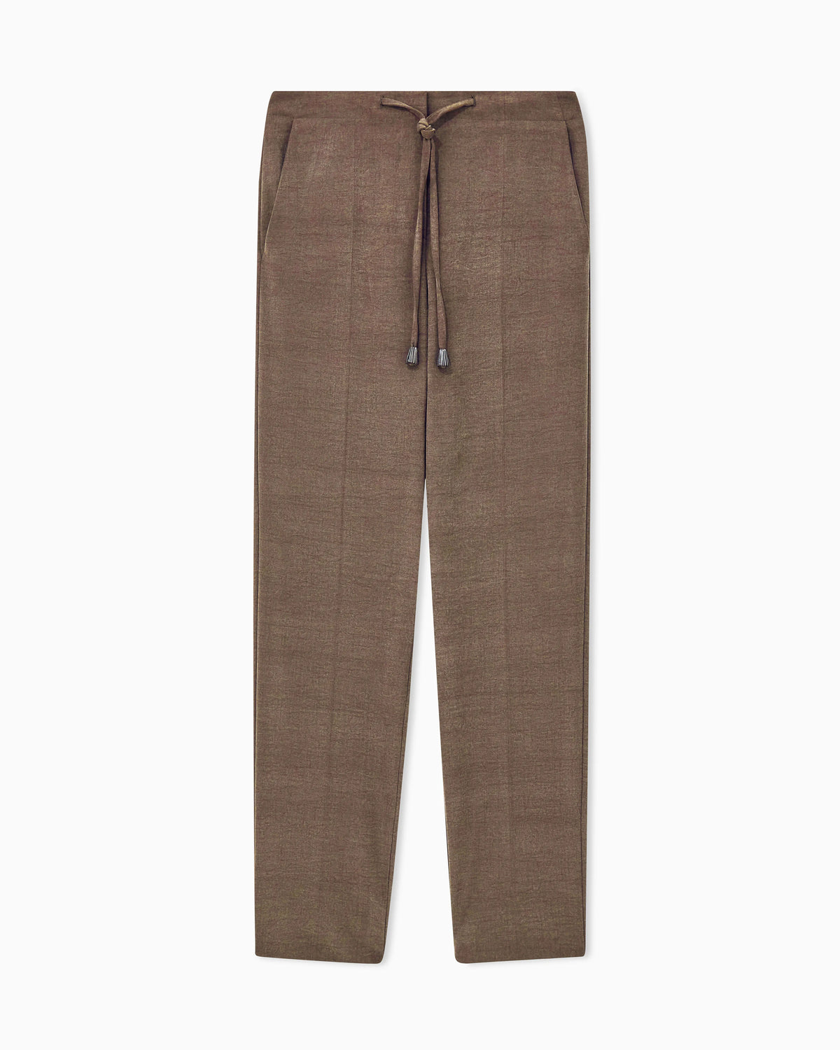 Straight trousers in washed silk and virgin wool