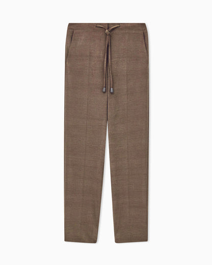 Straight trousers in washed silk and virgin wool