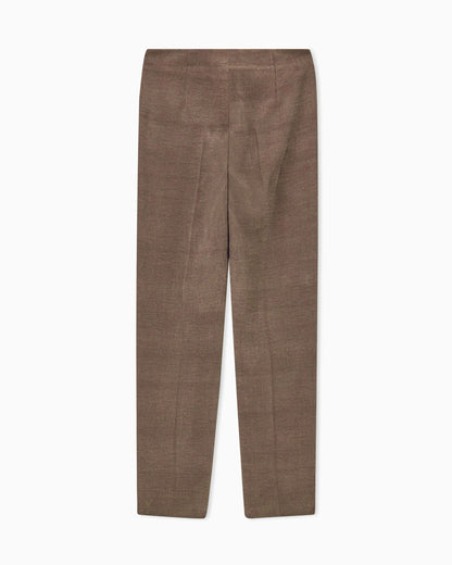 Straight trousers in washed silk and virgin wool