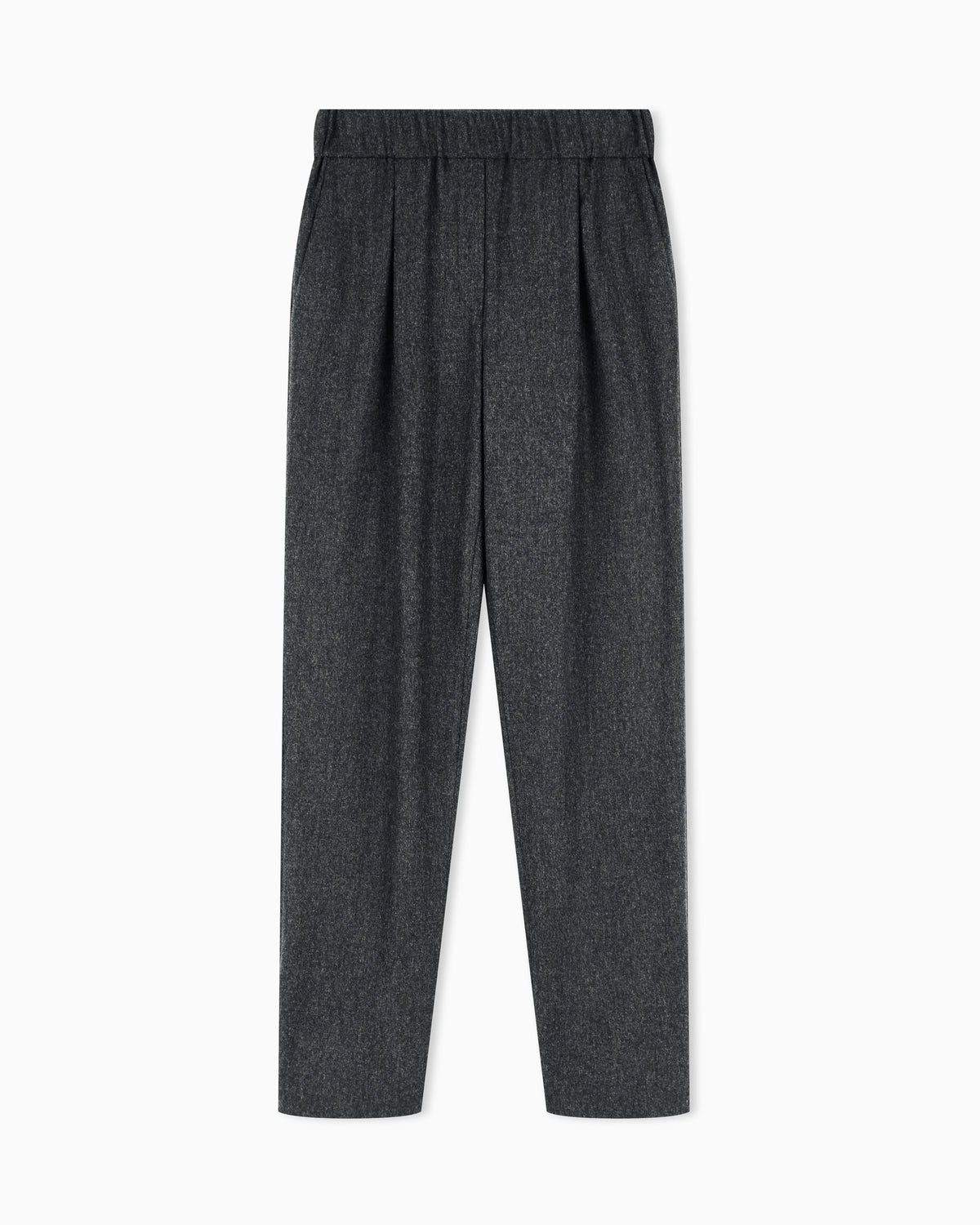 Regular fit pull-on trousers in wool and cashmere flannel