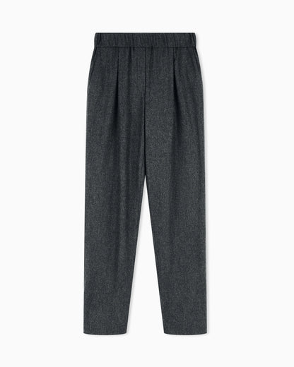 Regular fit pull-on trousers in wool and cashmere flannel