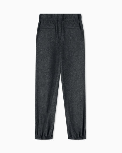 Regular fit pull-on trousers in wool and cashmere flannel