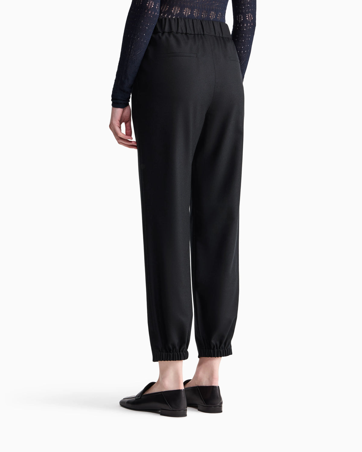 Regular fit pull-on trousers in wool and cashmere flannel