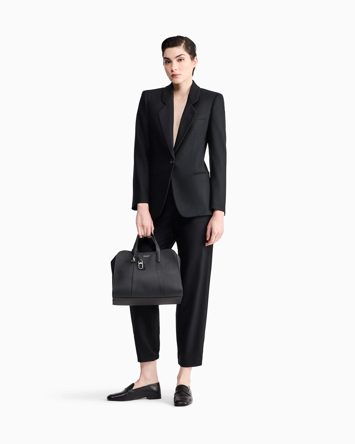 Regular fit pull-on trousers in wool and cashmere flannel