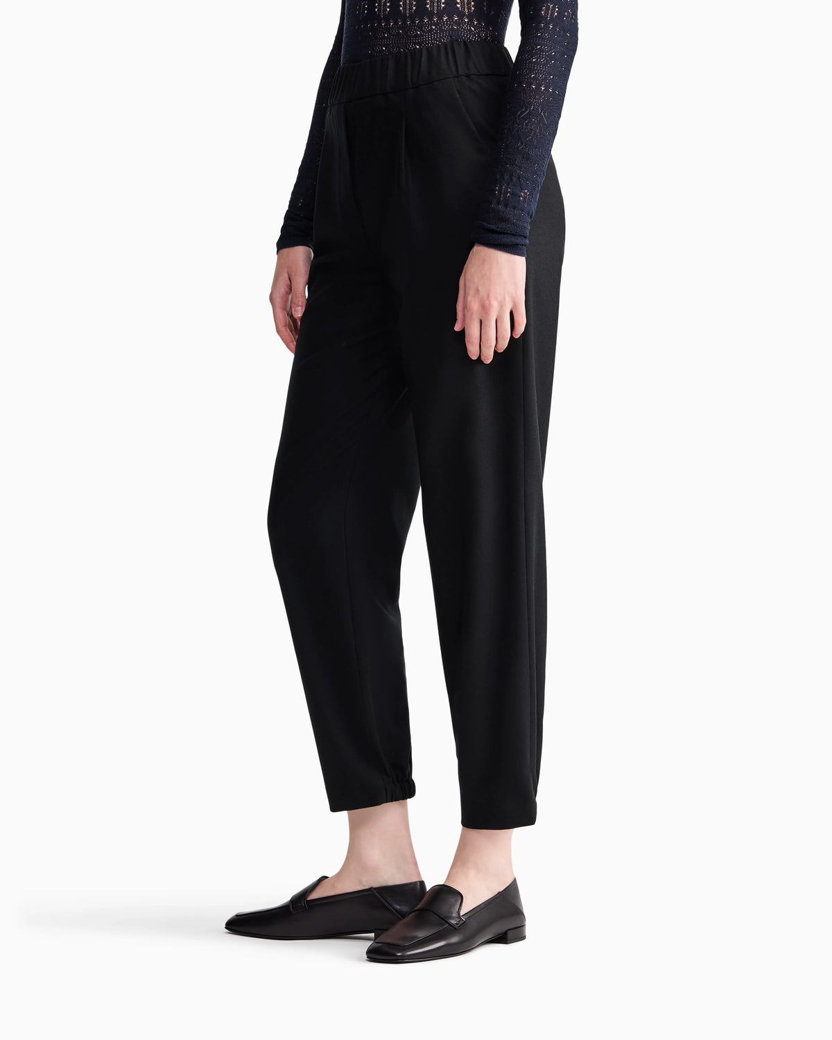 Regular fit pull-on trousers in wool and cashmere flannel