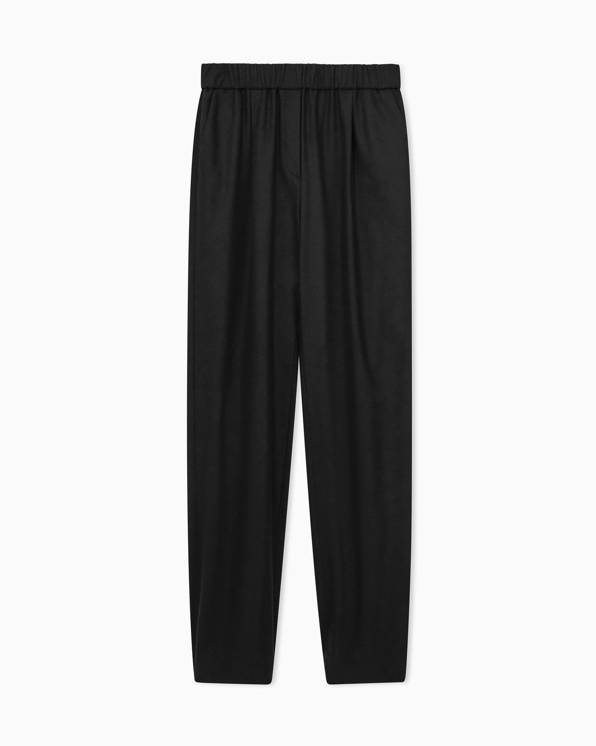 Regular fit pull-on trousers in wool and cashmere flannel