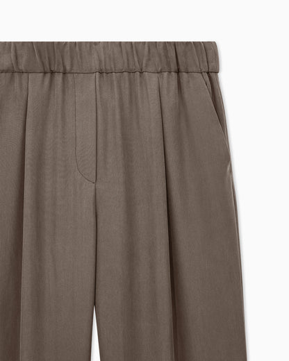 Trousers regular fit washed silk with elasticated hem