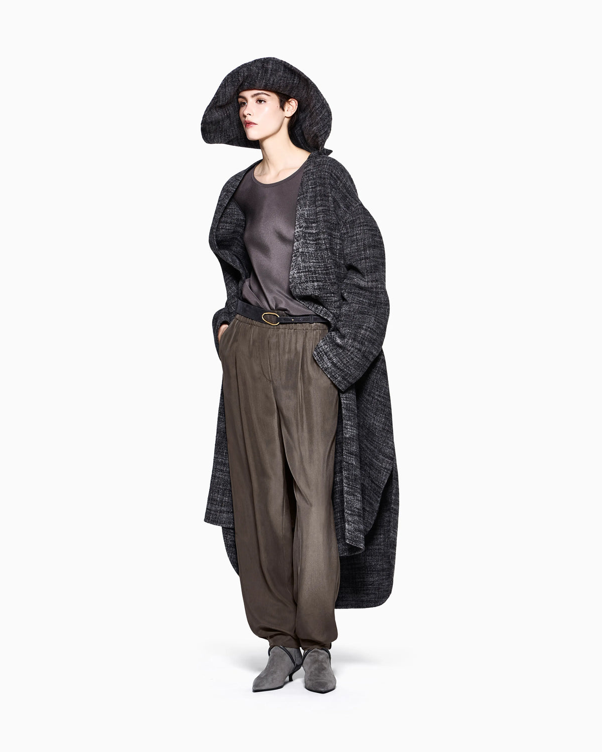 Trousers regular fit washed silk with elasticated hem