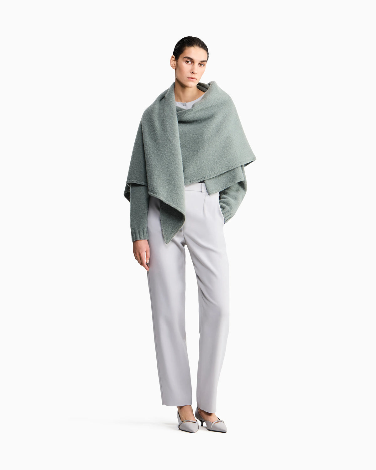 Trouser regular fit straight flat front in technical cady