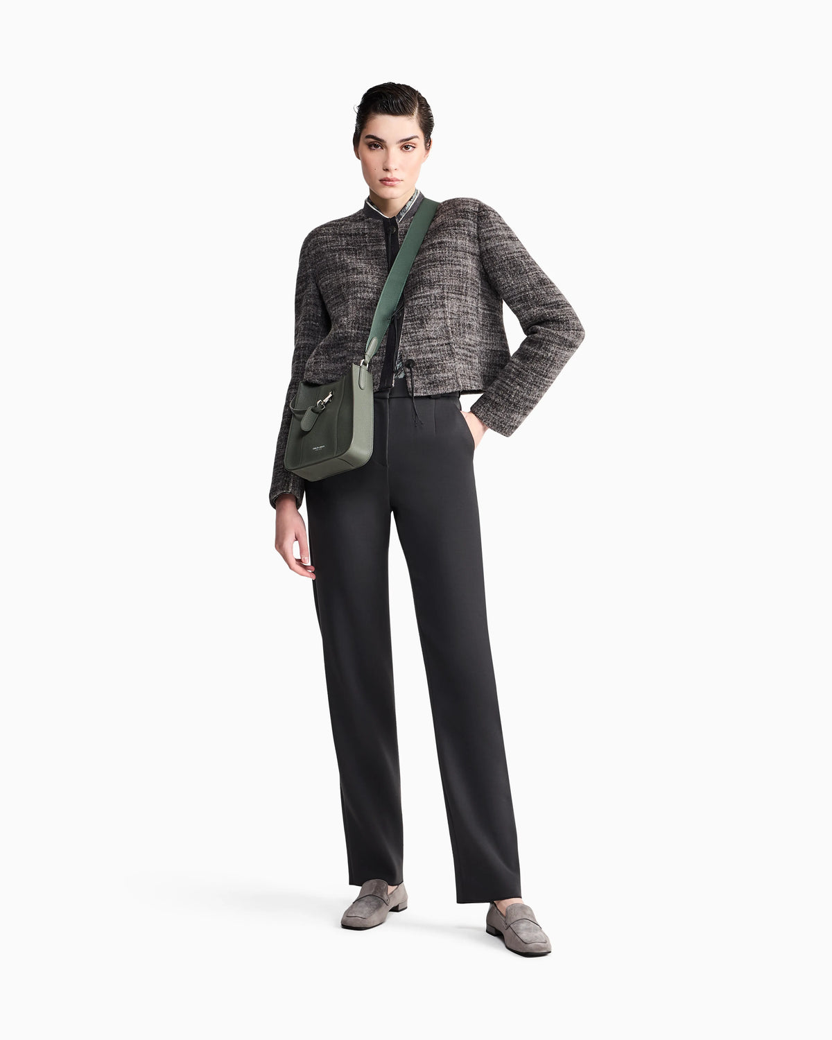 Straight trousers in double stretch virgin wool