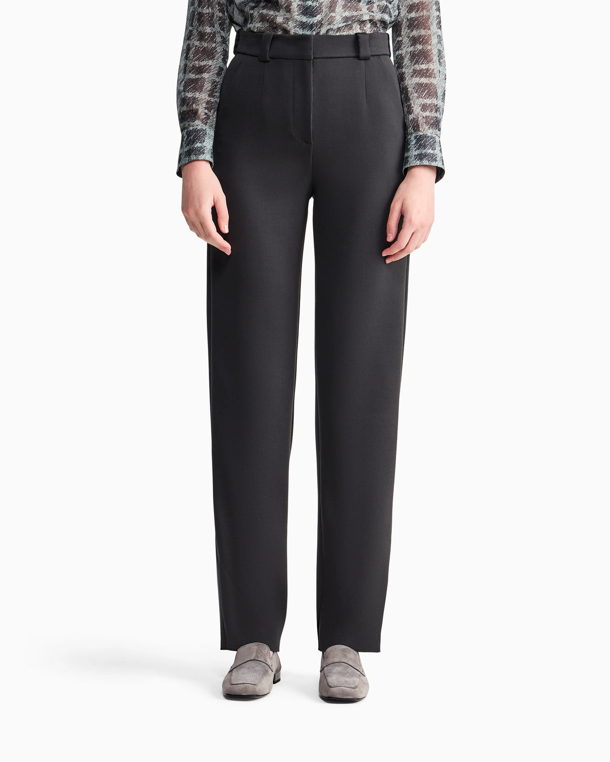 Straight trousers in double stretch virgin wool