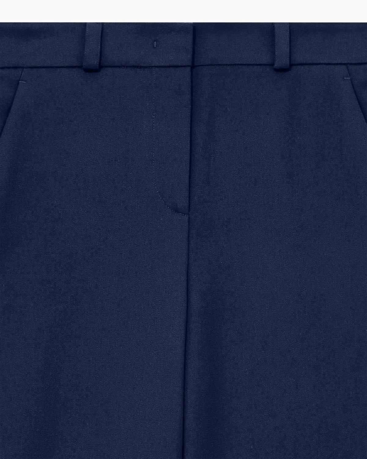 Flat front tuxedo wool trousers with a hidden side pleat
