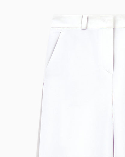 Flat front trousers in silk cady with a hidden side pleat