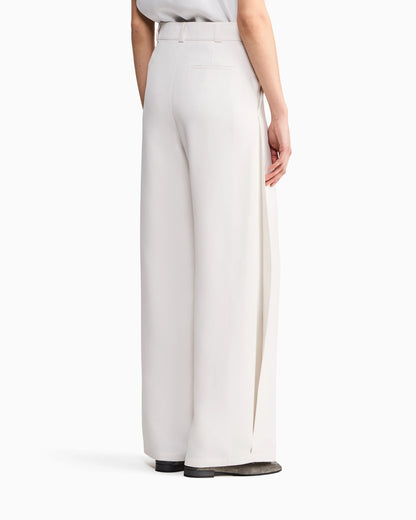 Flat front trousers in silk cady with a hidden side pleat