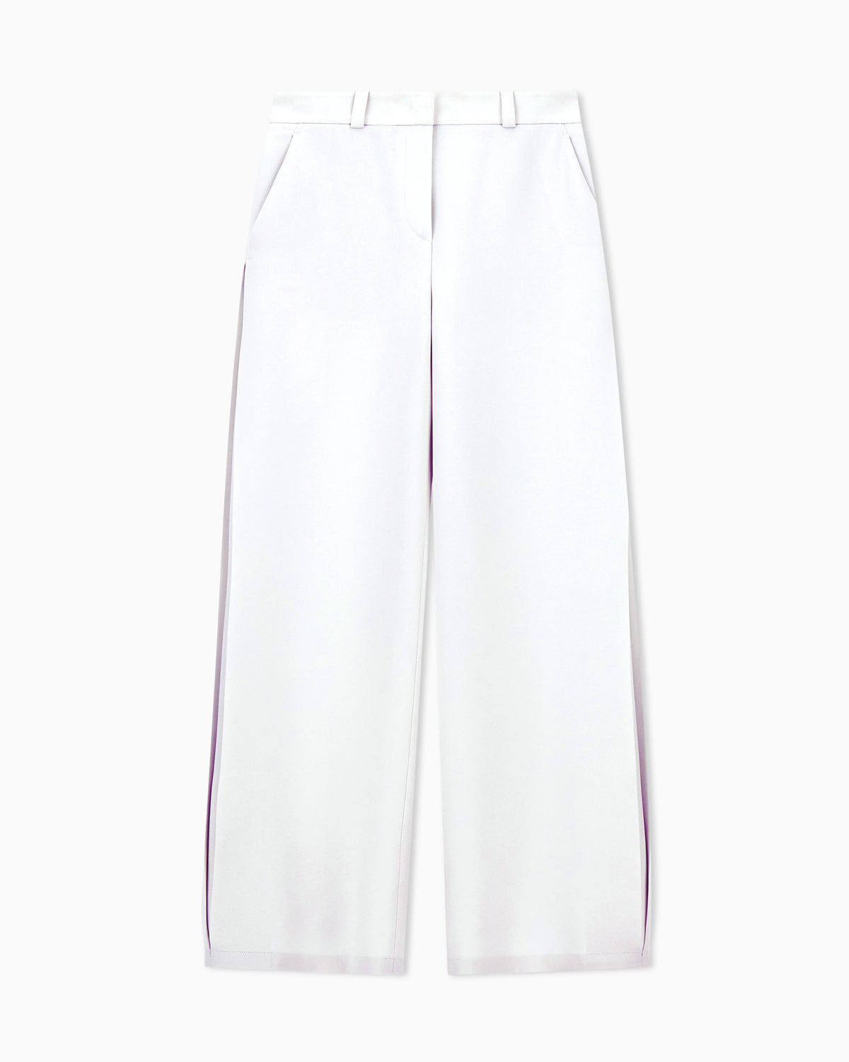 Flat front trousers in silk cady with a hidden side pleat