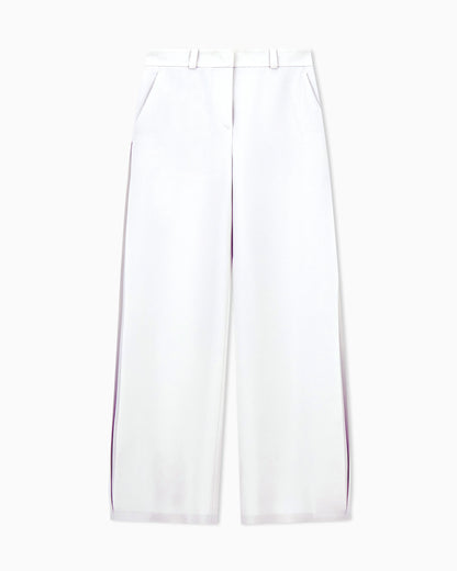 Flat front trousers in silk cady with a hidden side pleat