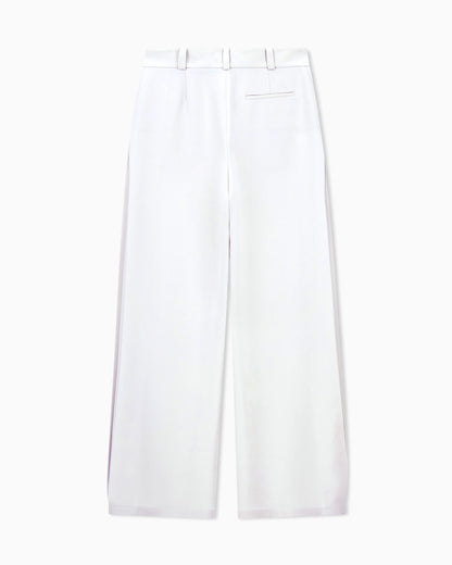 Flat front trousers in silk cady with a hidden side pleat