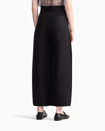 Flat front trousers in silk cady with a hidden side pleat