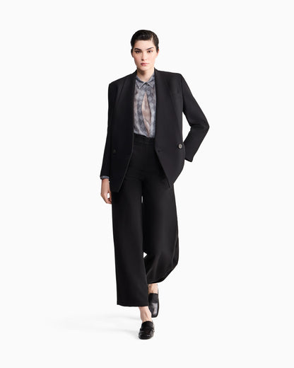 Flat front trousers in silk cady with a hidden side pleat