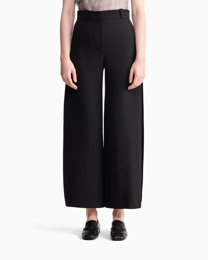Flat front trousers in silk cady with a hidden side pleat