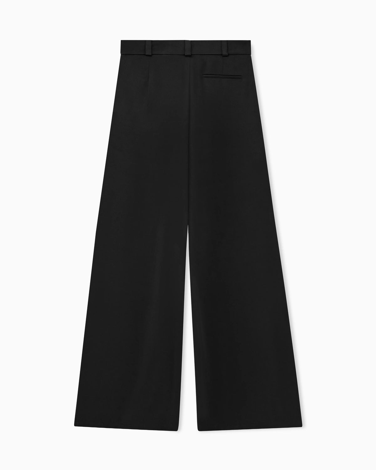 Flat front trousers in silk cady with a hidden side pleat