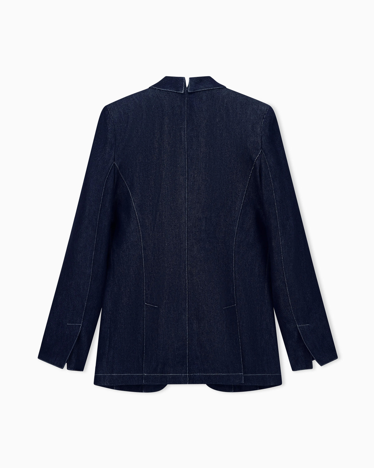 Single-breasted jacket with shawl lapels in cotton and wool denim