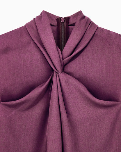 Shirt sleeveless silk georgette with draped neckline