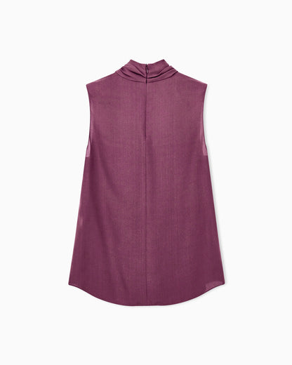 Shirt sleeveless silk georgette with draped neckline