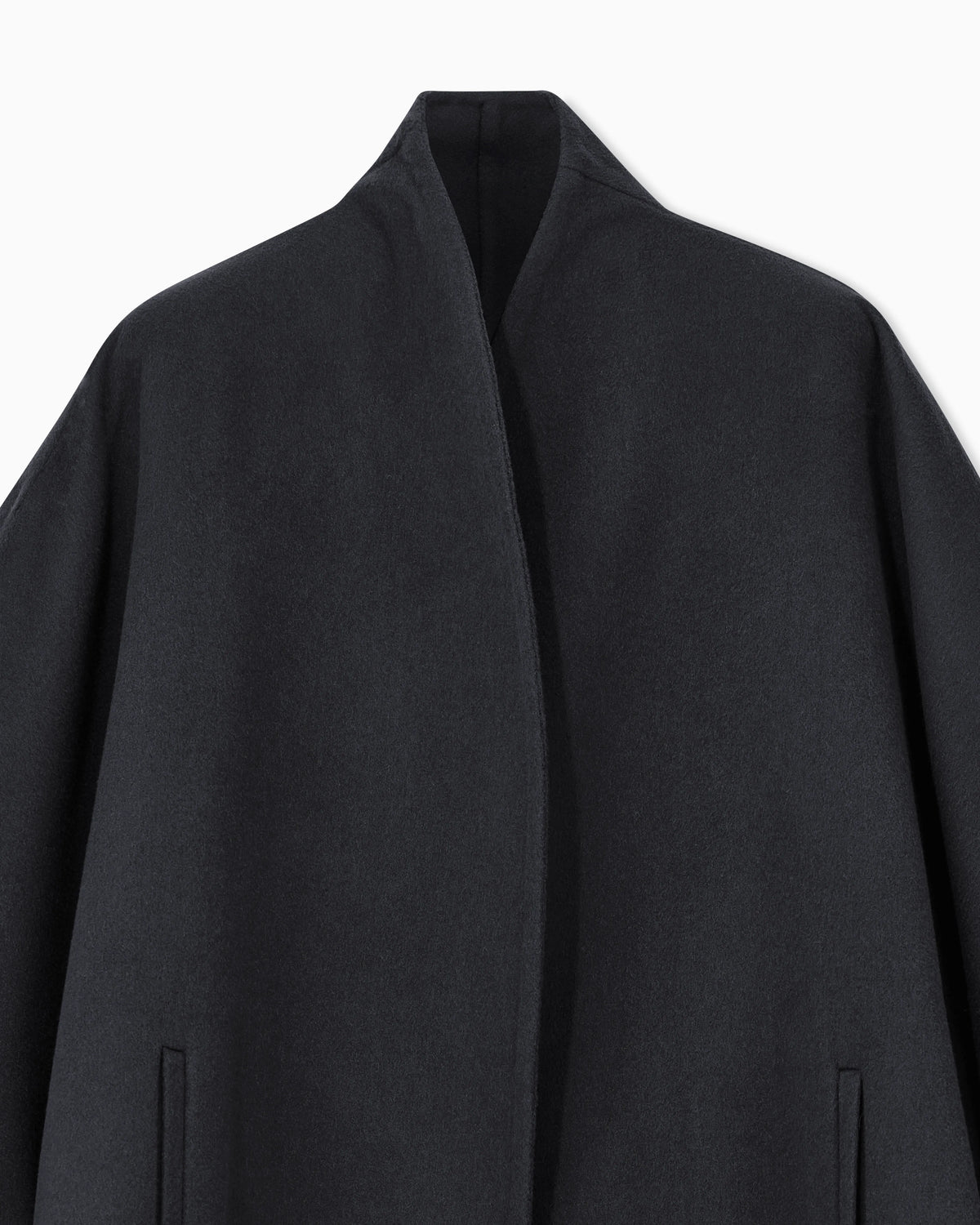 Pea coat in heavy double cashmere with a shawl collar