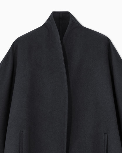 Pea coat in heavy double cashmere with a shawl collar