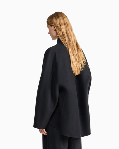Pea coat in heavy double cashmere with a shawl collar