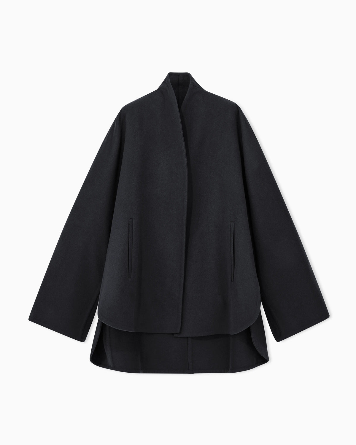 Pea coat in heavy double cashmere with a shawl collar