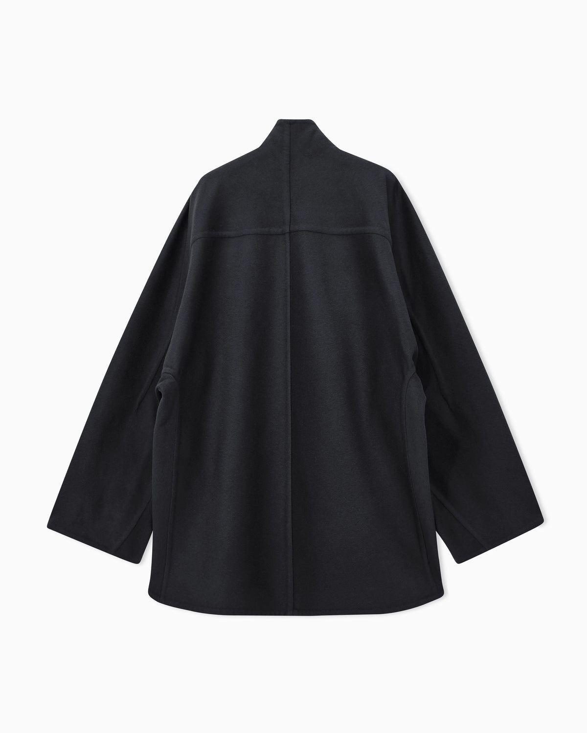 Pea coat in heavy double cashmere with a shawl collar