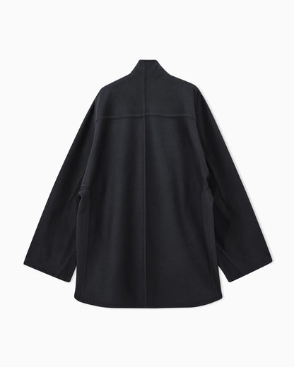 Pea coat in heavy double cashmere with a shawl collar