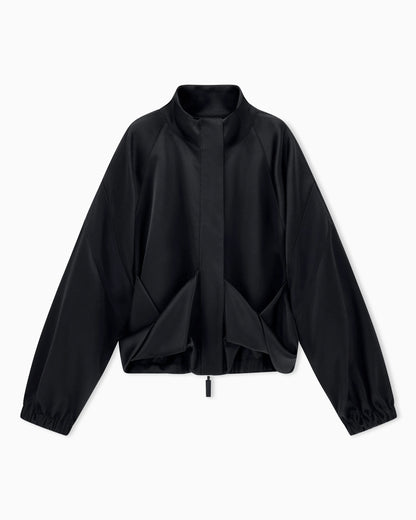 Caban coat in techno duchesse with raglan sleeves