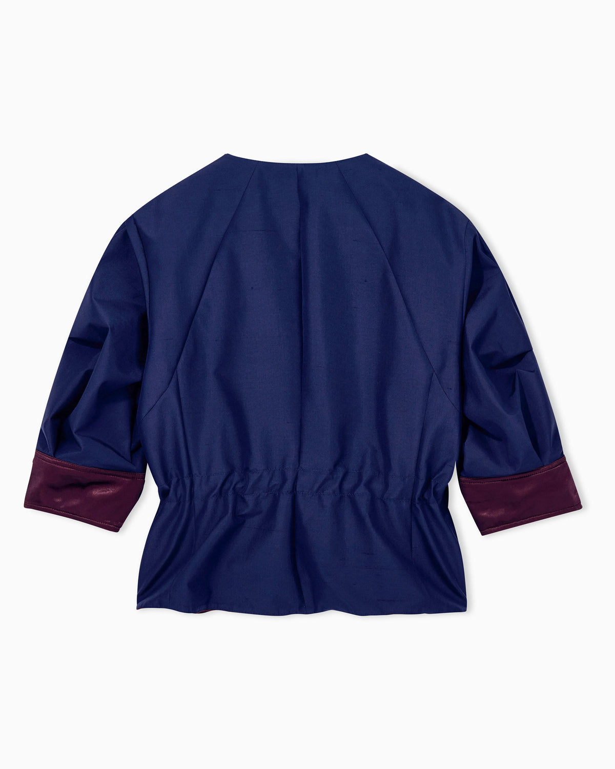 Caban coat in silk shangtung with back drawstring
