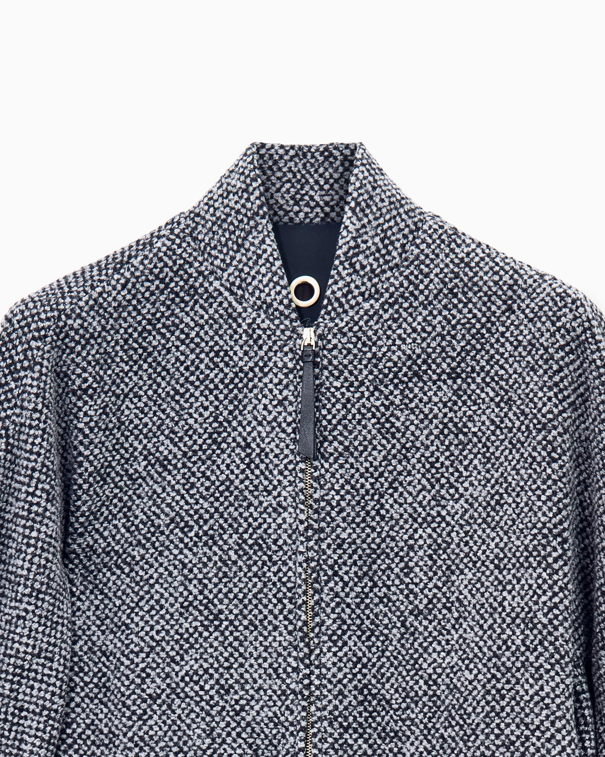 Caban coat in bouclé-effect cashmere and silk with zip