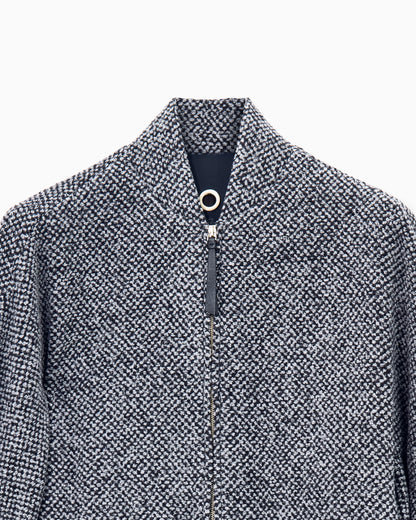 Caban coat in bouclé-effect cashmere and silk with zip