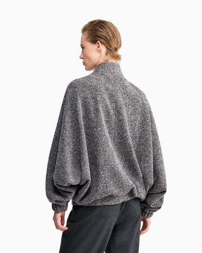 Caban coat in bouclé-effect cashmere and silk with zip