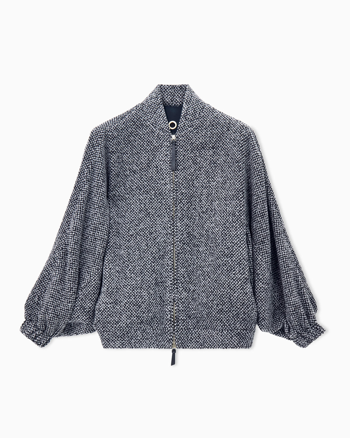 Caban coat in bouclé-effect cashmere and silk with zip