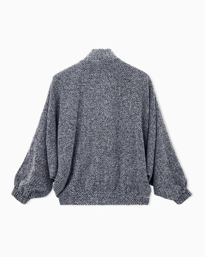 Caban coat in bouclé-effect cashmere and silk with zip
