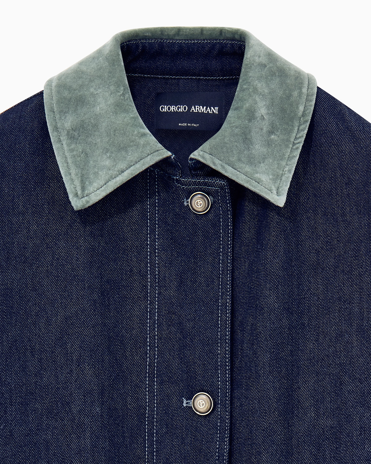 Caban coat oversized fit reactive denim and virgin wool