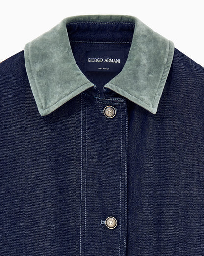 Caban coat oversized fit reactive denim and virgin wool