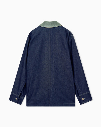 Caban coat oversized fit reactive denim and virgin wool