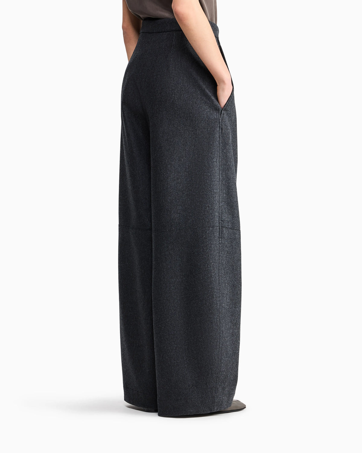 Wide-leg trousers in bonded wool and cashmere flannel