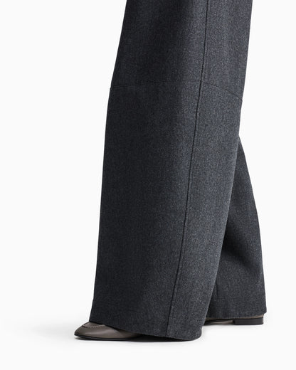 Wide-leg trousers in bonded wool and cashmere flannel