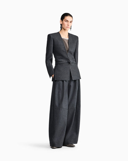 Wide-leg trousers in bonded wool and cashmere flannel